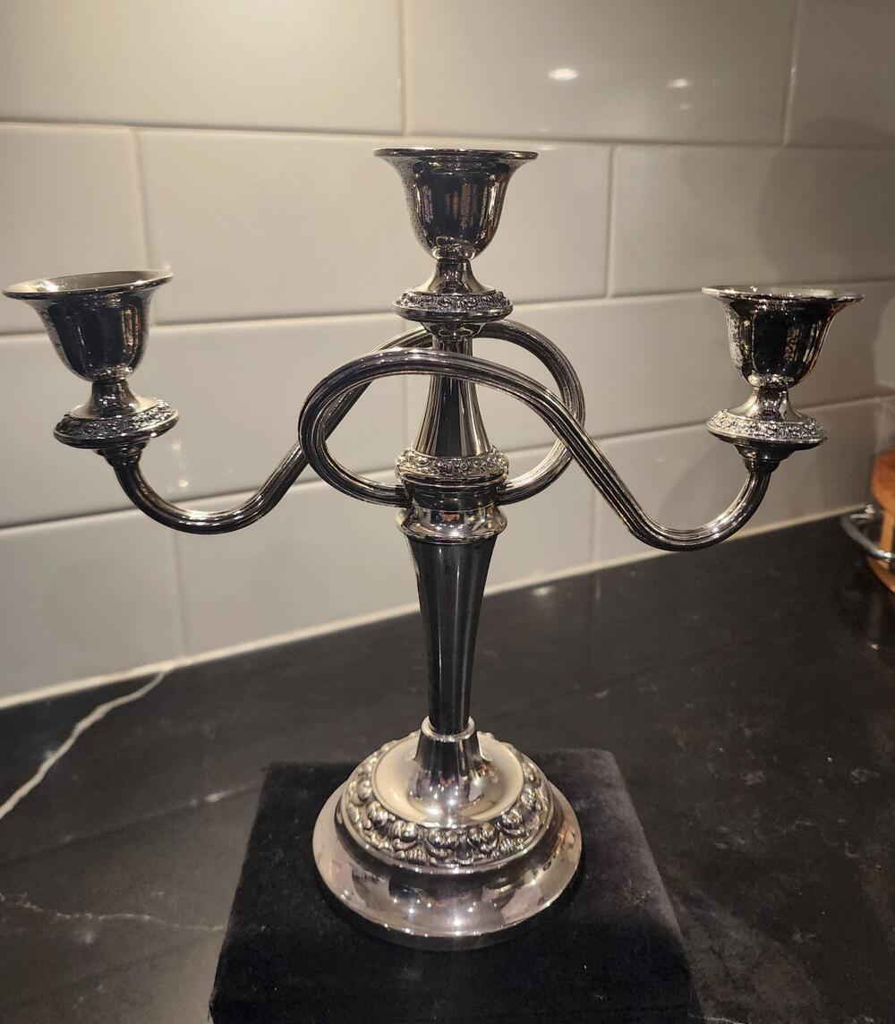 Vintage Palmer Silverplate 3-Arm Candelabra | British Mid-Century Table Decor |